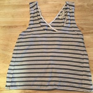 Madewell Stripped Crop Tank with Open Back. XS